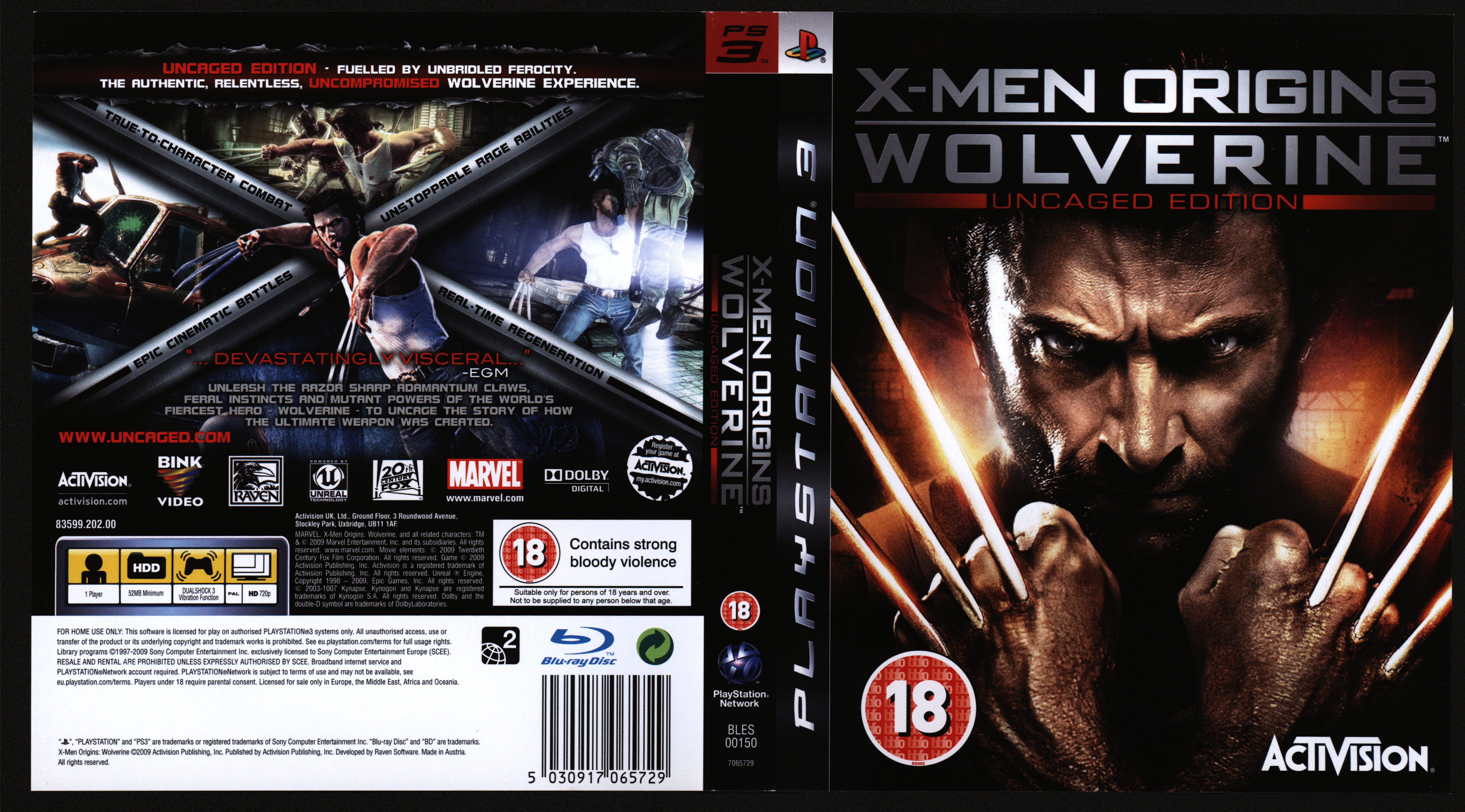 X-Men Origins - Wolverine (Uncaged Edition)PS3_PAL_BLES-00150_Inlay_800dp.....